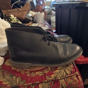 Clarks Black Distressed Leather Chukka Boots Men's US 12M VGUC